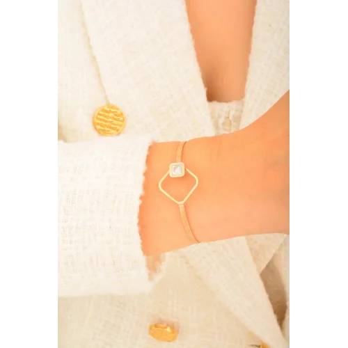 Cebeci 14 Ayar Sedefli Rose Altın Bilezik