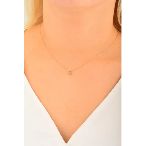 Cebeci 14 Ayar Su Damlası Rose Altın Kolye