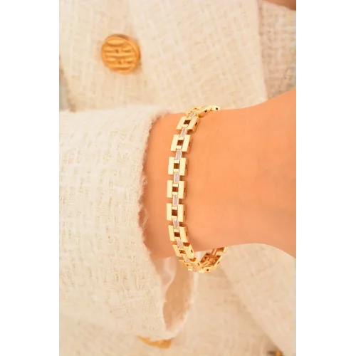 Cebeci 14 Ayar Taşlı Altın Bileklik