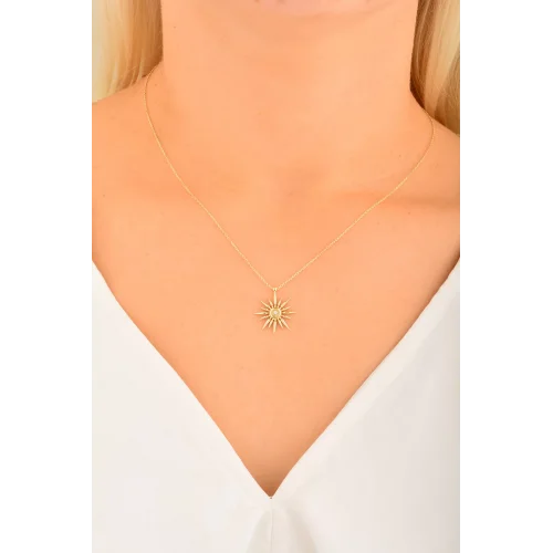 Cebeci 14 Ayar Taşlı Altın Kolye