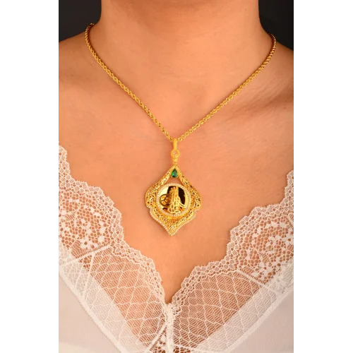 Cebeci 14 Ayar Taşlı Altın Kolye Ucu