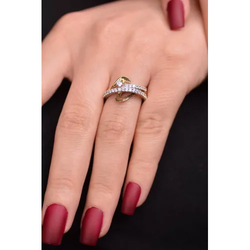 Cebeci 14 Ayar Taşlı Altın Yüzük