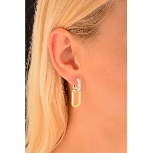 Cebeci 14 Ayar Taşlı Ataç Altın Küpe