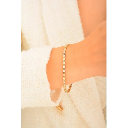 Cebeci 14 Ayar Taşlı İnce Altın Bileklik