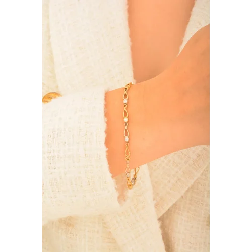 Cebeci 14 Ayar Taşlı İnce Altın Bileklik