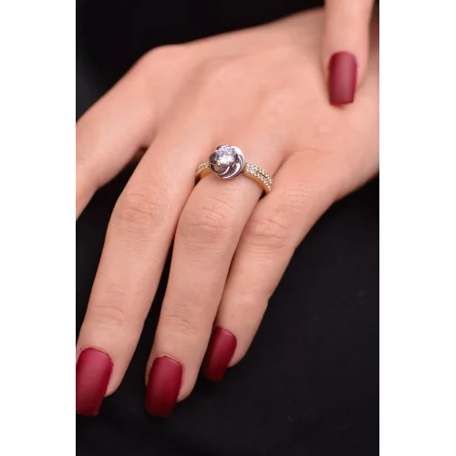 Cebeci 14 Ayar Taşlı Tektaş Altın Yüzük