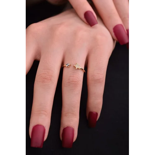 Cebeci 14 Ayar Taşlı Yıldız Altın Yüzük