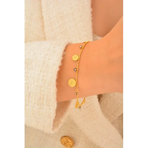 Cebeci 14 Ayar Tuğra Sıralı Altın Bileklik