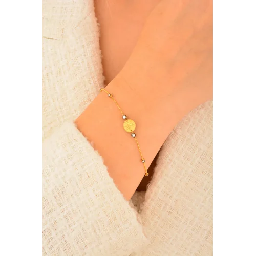 Cebeci 14 Ayar Tuğralı Dorika Altın Bileklik