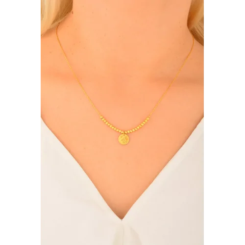 Cebeci 14 Ayar Tuğralı Dorika Altın Kolye