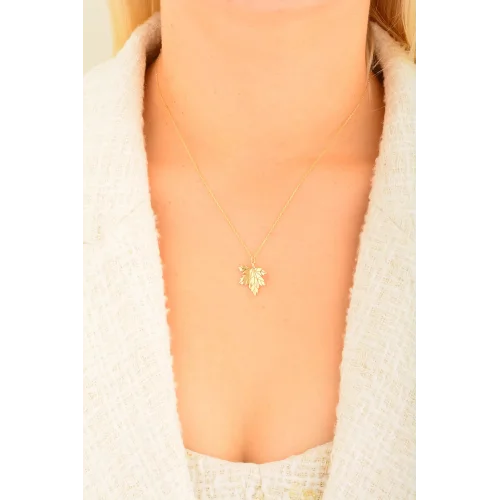 Cebeci 14 Ayar Yaprak Altın Kolye