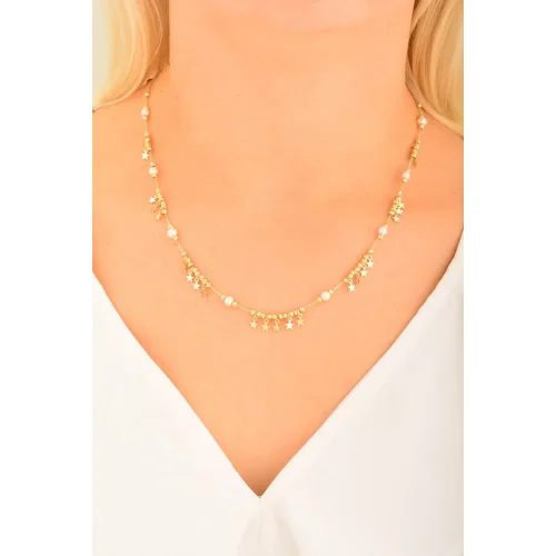 Cebeci 14 Ayar Yıldız İncili Altın Kolye