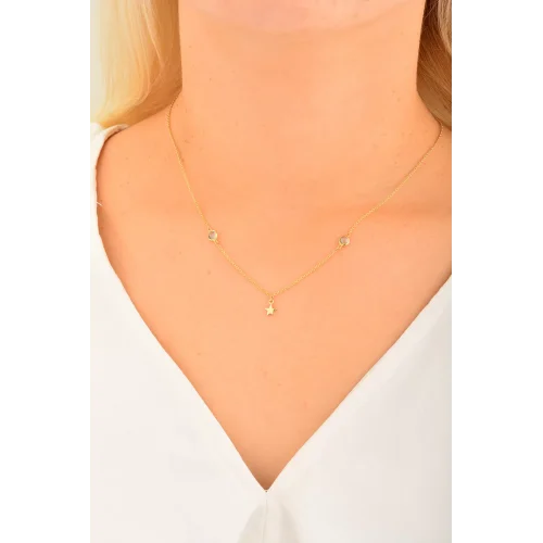 Cebeci 14 Ayar Yıldızlı Altın Kolye