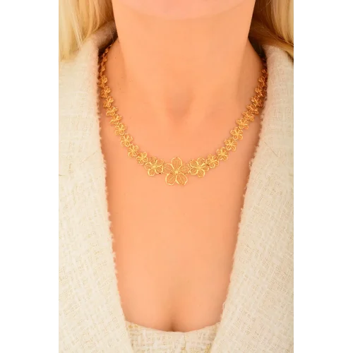 Cebeci 22 Ayar Çiçek Altın Kolye