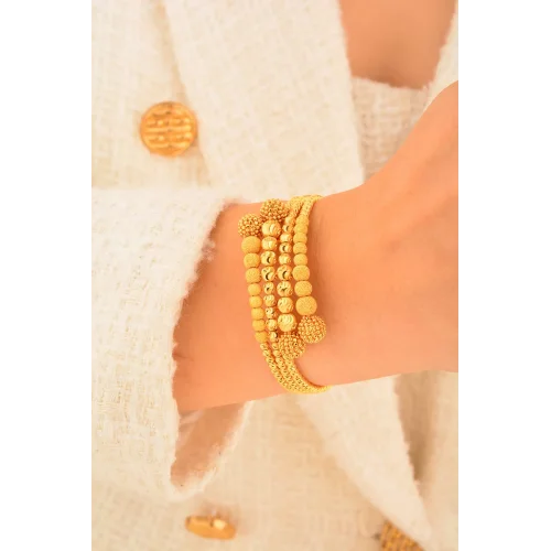 Cebeci 22 Ayar Dorika Boncuklu Kelepçe Altın Bilezik