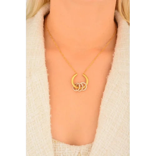 Cebeci 22 Ayar Taşlı Halka Altın Kolye