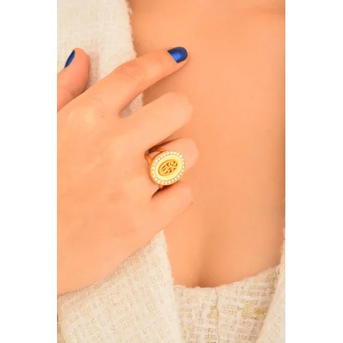 Cebeci 22 Ayar Taşlı Oval Altın Yüzük