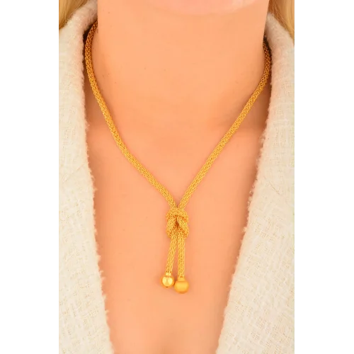 Cebeci 22 Ayar Top Sarkıntılı Düğüm Altın Kolye