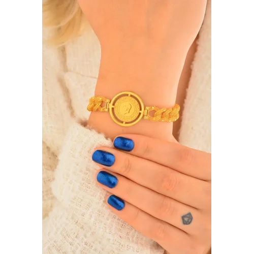 Cebeci 22 Ayar Tuğralı Altın Bileklik