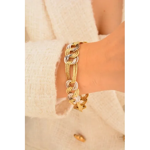 Cebeci Renkli 14 Ayar Zincir Altın Bileklik