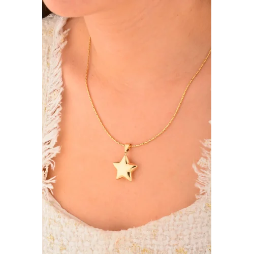 Cebeci 14 Ayar Kalın Yıldız Altın Kolye Ucu