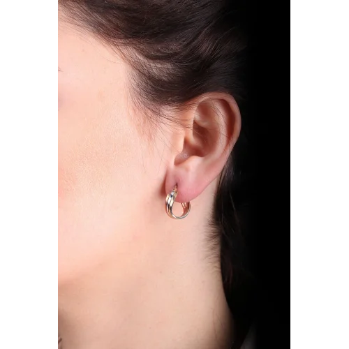 Cebeci 14 Ayar 3 Renk Dalgalı Altın Küpe