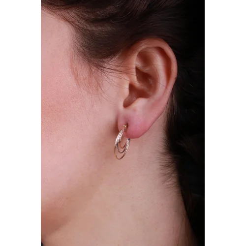 Cebeci 14 Ayar Renkli İç İçe Halka Altın Küpe