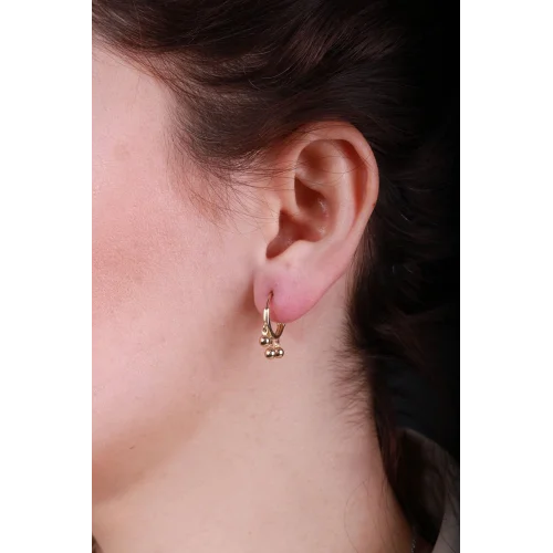 Cebeci 14 Ayar Toplu Pullu Altın Küpe