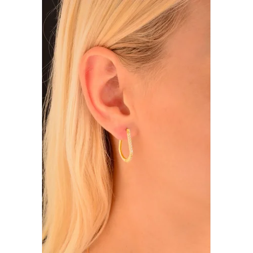 Cebeci 14 Ayar Sırataşlı Altın Küpe