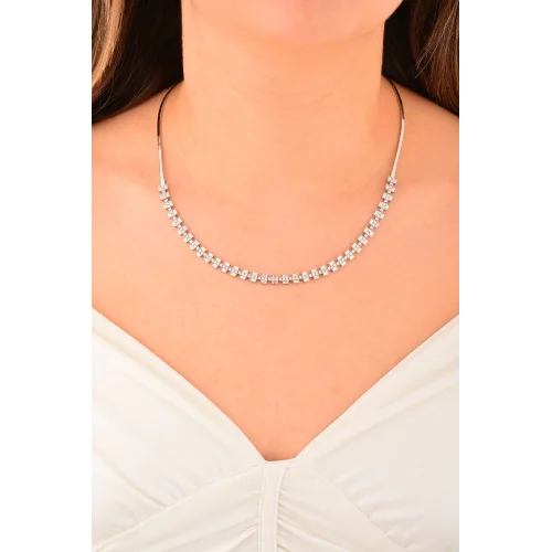 Cebeci 14 Ayar Kare Taşlı Altın Gerdanlık