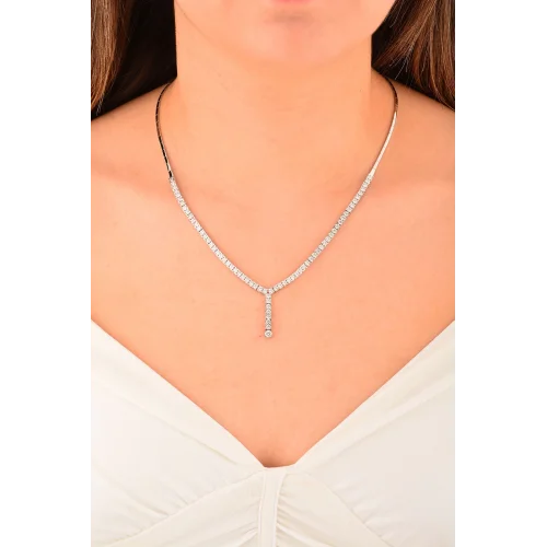 Cebeci 14 Ayar Taşlı Altın Suyolu Kolye