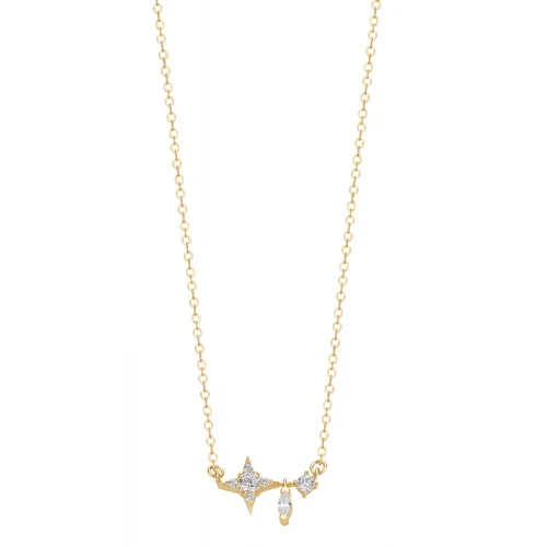 Cebeci 14 Ayar Taşlı Sallanan Altın Kolye