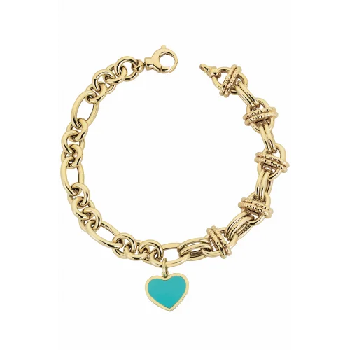 Cebeci 14 Ayar Mavi Kalp Altın Bileklik