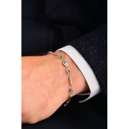 Cebeci 14 Ayar Beyaz Altın Erkek Bileklik