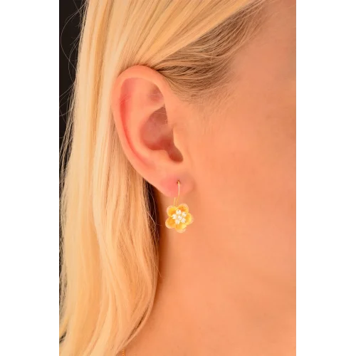 Cebeci 14 Ayar Çiçekli Altın Küpe