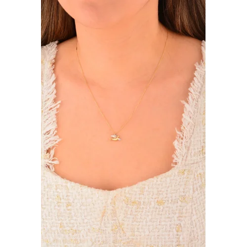 Cebeci 14 Ayar Çift Renk Kuş Altın Kolye