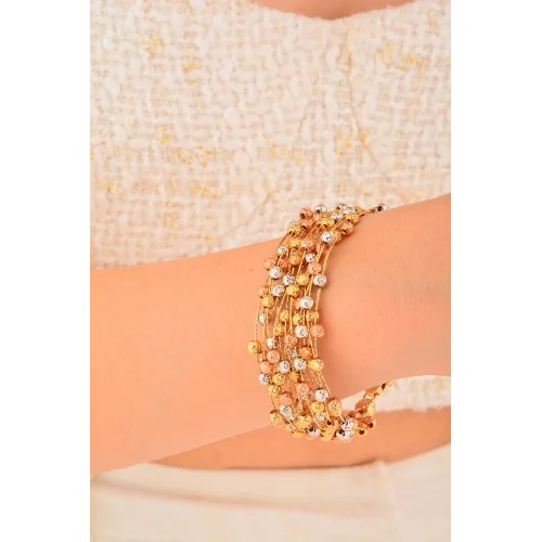 Cebeci 14 Ayar Dorikalı Renkli Toplu Altın Bileklik