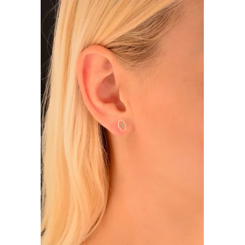 Cebeci 14 Ayar Fatma Ana Eli Rose Altın Küpe