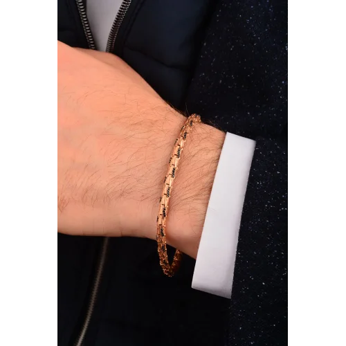 Cebeci 14 Ayar İşlemeli Rose Altın Bileklik