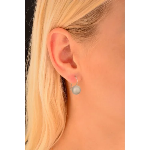 Cebeci 14 Ayar Mat Beyaz Altın Top Küpe