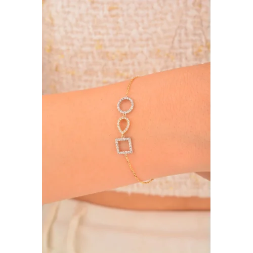 Cebeci 14 Ayar Taşlı Altın Şekilli Bileklik