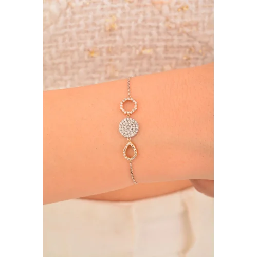 Cebeci 14 Ayar Taşlı Çerçeveli Mini Altın Bileklik