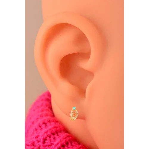 Cebeci 14 Ayar Taşlı Çiçek Çocuk Altın Küpe