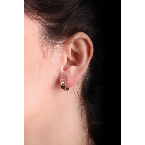 Cebeci 14 Ayar Zımbalı Halka Altın Küpe