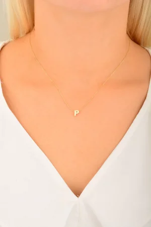 Cebeci 14 Ayar P Harfli Altın Kolye