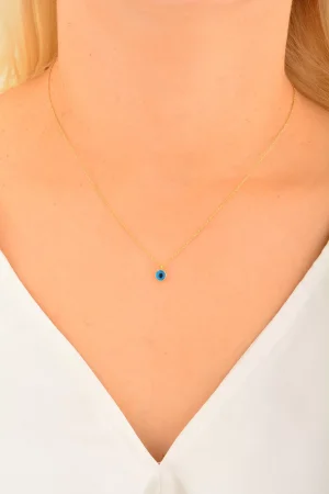 Cebeci 14 Ayar Nazar Boncuklu Altın Kolye