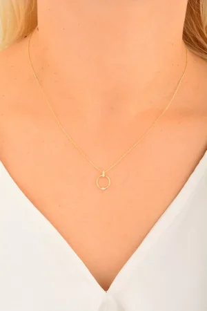 Cebeci 14 Ayar Altın Daire Kolye