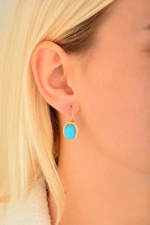 Cebeci 14 Ayar Firuze Taşlı Altın Set Küpe