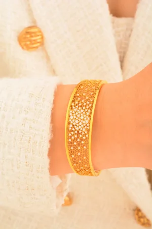 Cebeci 22 Ayar Taşlı Kırık Kelepçe Altın Bilezik