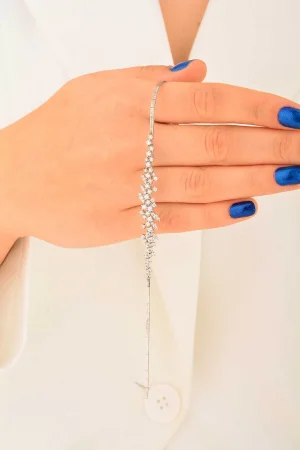 Cebeci 14 Ayar Altın Taşlı Yapraklı Altın Bileklik